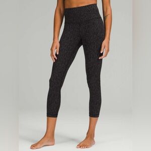 Lululemon Wunder Under High Rise Crop Black Leopard Print Luxtreme Leggings